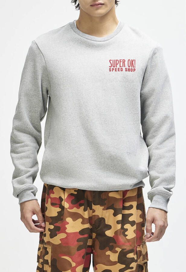 Deus Ex Machina regular fit sweater met backprint grijs