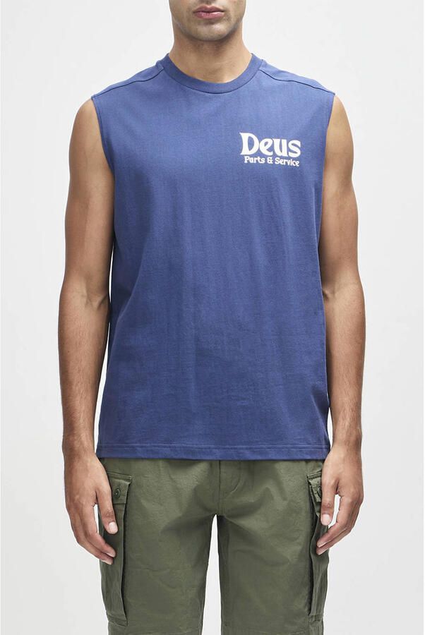 Deus Ex Machina tanktop met backprint blauw