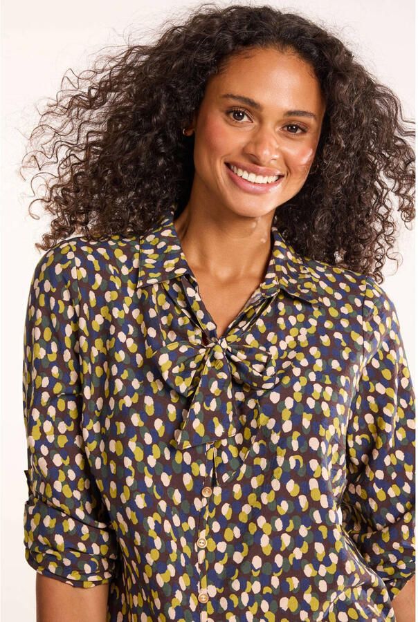 Didi blouse met stippen bruin blauw geel ecru - Foto 3