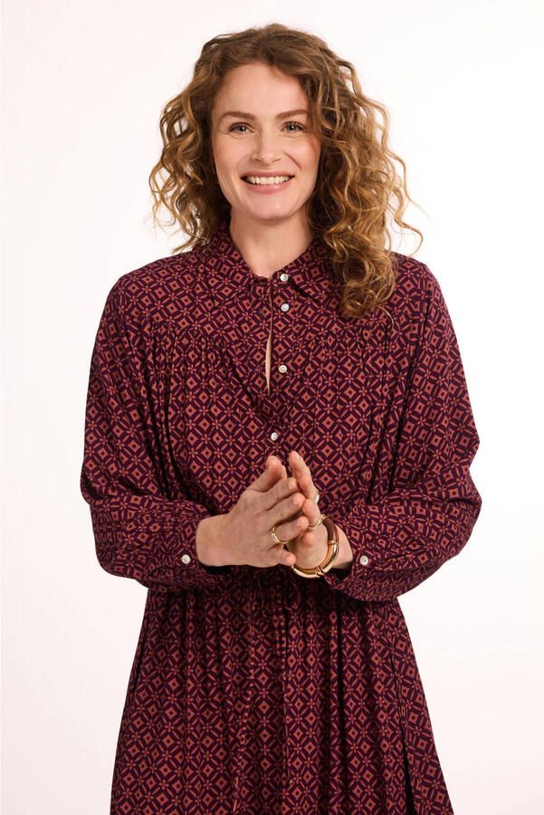 Didi blousejurk met print donkerrood