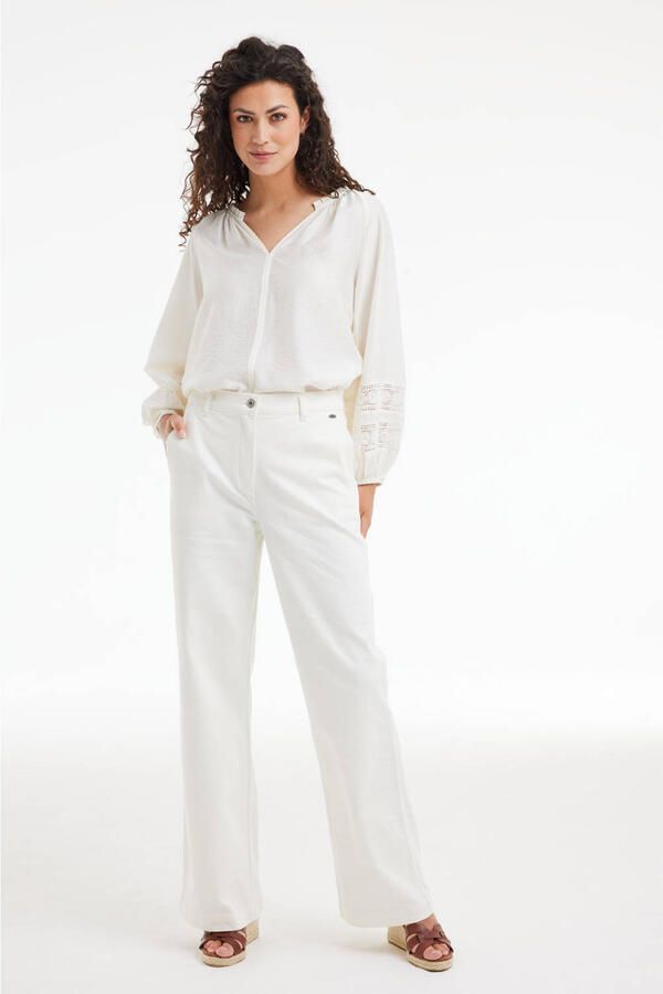 Didi denim wide leg regular waist broek wit - Foto 2