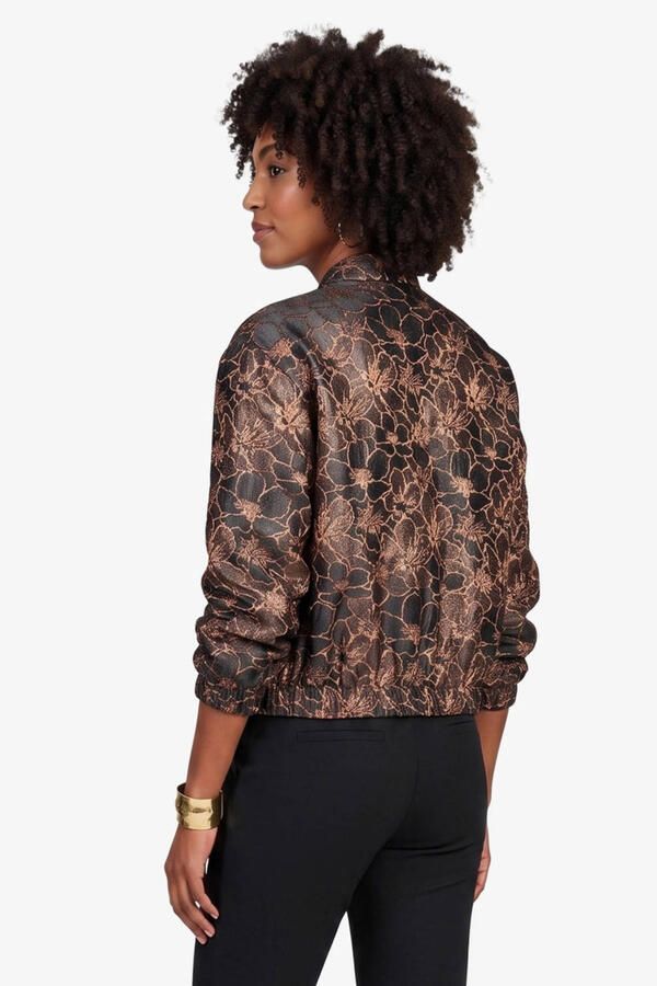 Didi gebloemd jacquard bomberjack donkerbruin - Foto 3