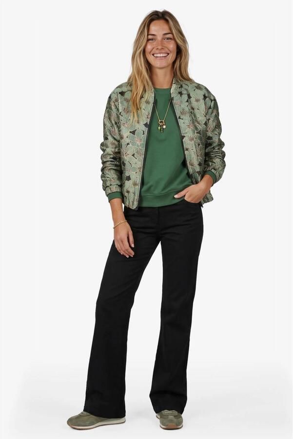 Didi gebloemd jacquard bomberjack groen