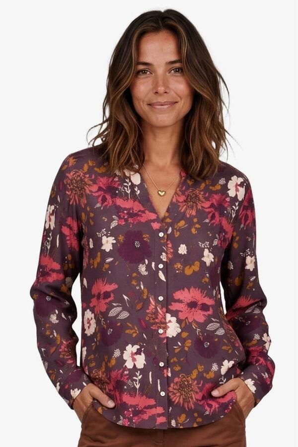 Didi gebloemde blouse donkerpaars