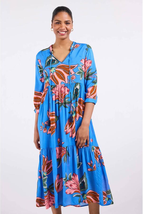 Didi gebloemde maxi jurk blauw - Foto 2