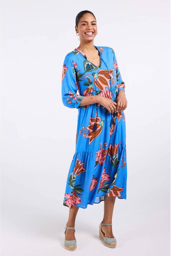 Didi gebloemde maxi jurk blauw - Foto 3