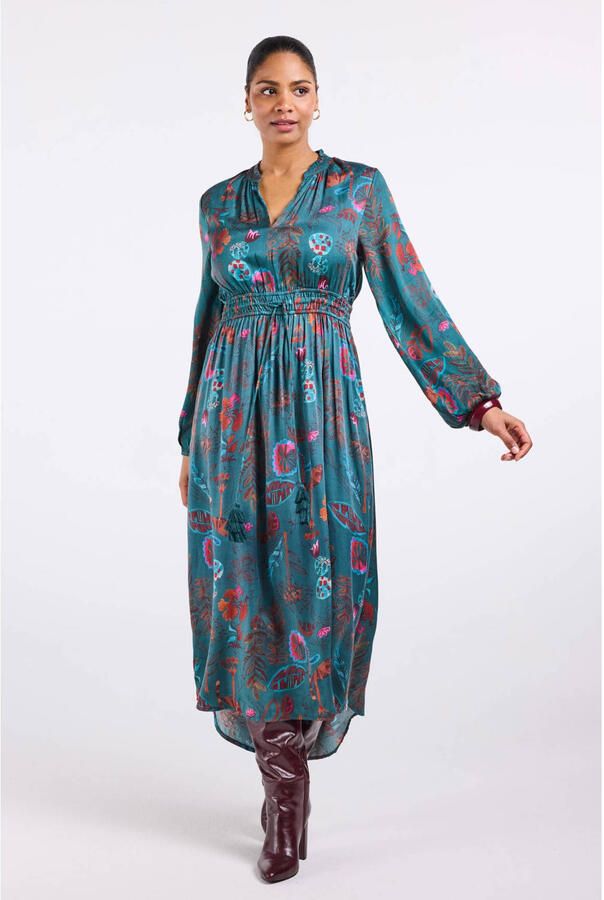 Didi gebloemde maxi jurk blauw