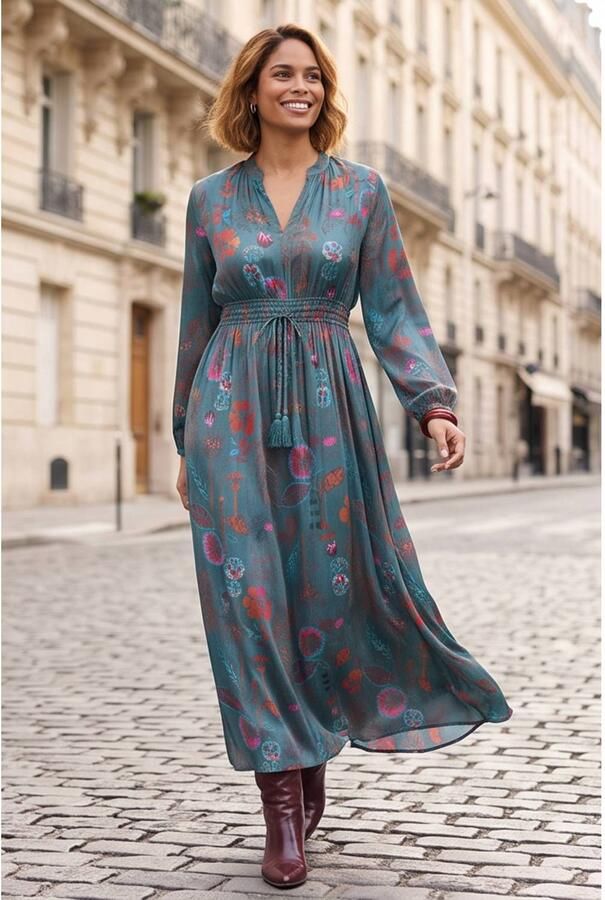 Didi gebloemde maxi jurk blauw - Foto 2