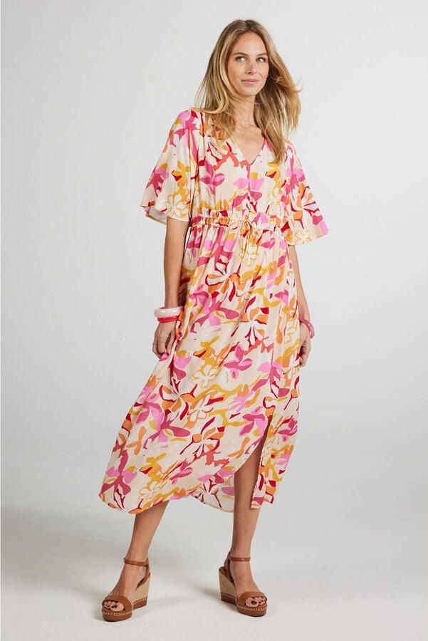 Didi gebloemde midi jurk roze
