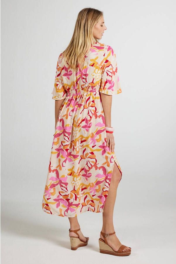 Didi gebloemde midi jurk roze - Foto 3