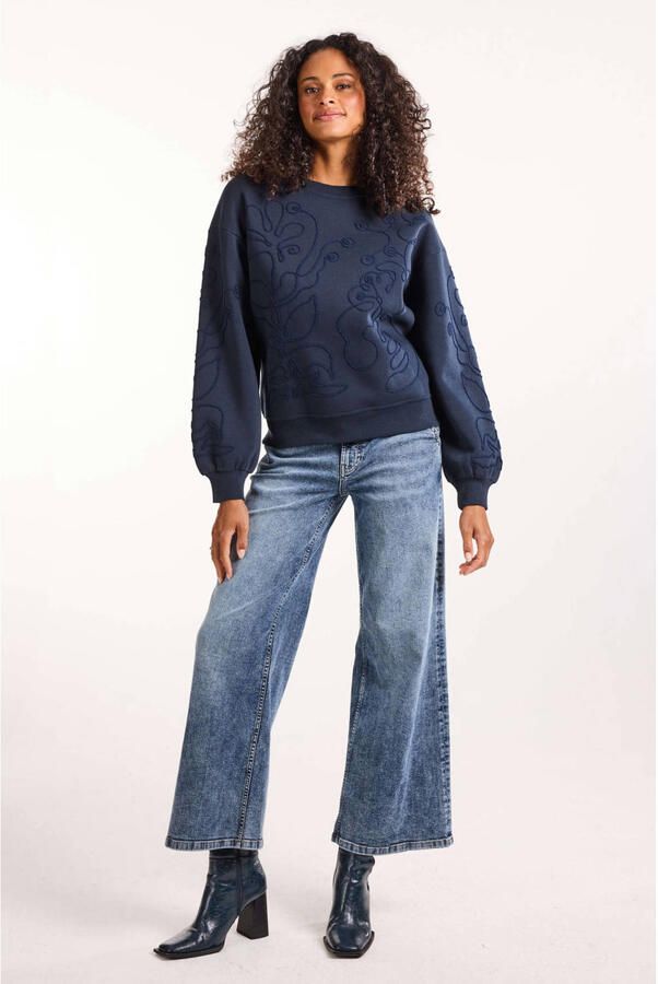 Didi gebloemde sweater donkerblauw - Foto 2