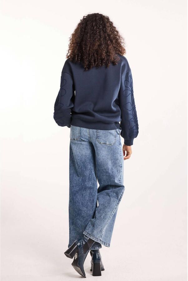Didi gebloemde sweater donkerblauw - Foto 3
