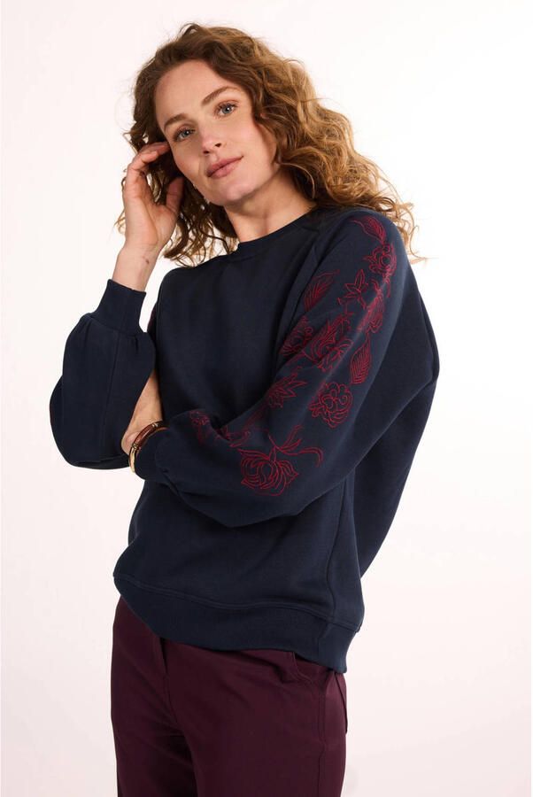 Didi gebloemde sweater donkerblauw