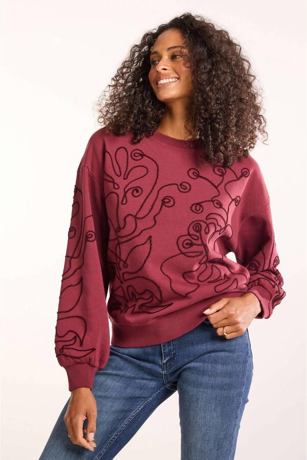 Didi gebloemde sweater donkerrood