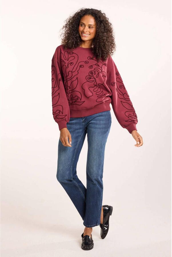 Didi gebloemde sweater donkerrood - Foto 2
