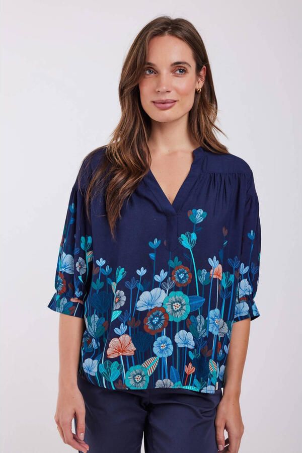 Didi gebloemde top blauw