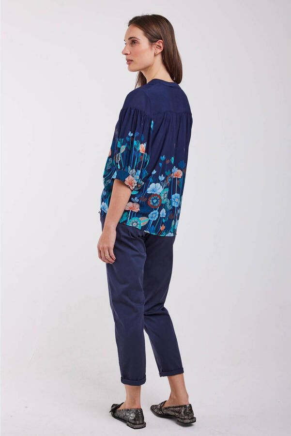 Didi gebloemde top blauw - Foto 3