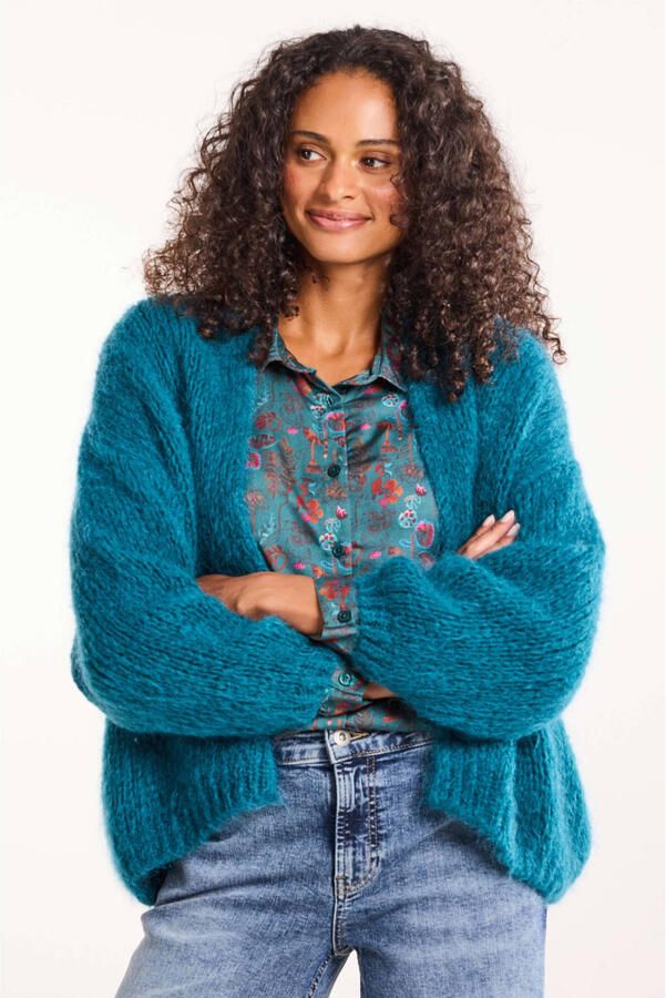 Didi gebreid vest met wol turquoise - Foto 3