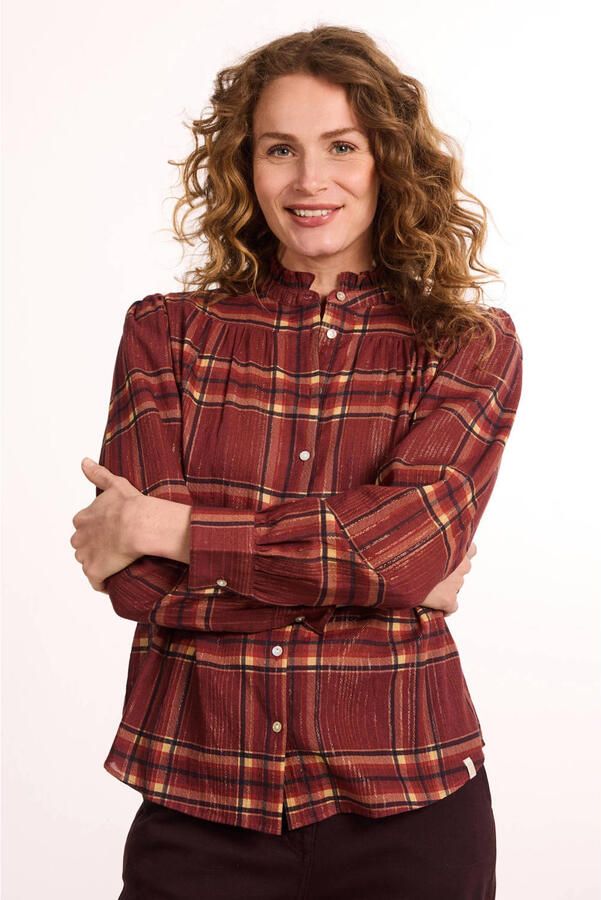Didi geruite blouse donkerrood