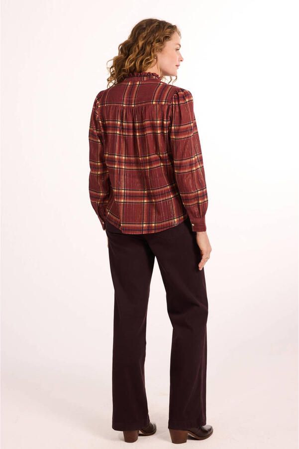 Didi geruite blouse donkerrood - Foto 2