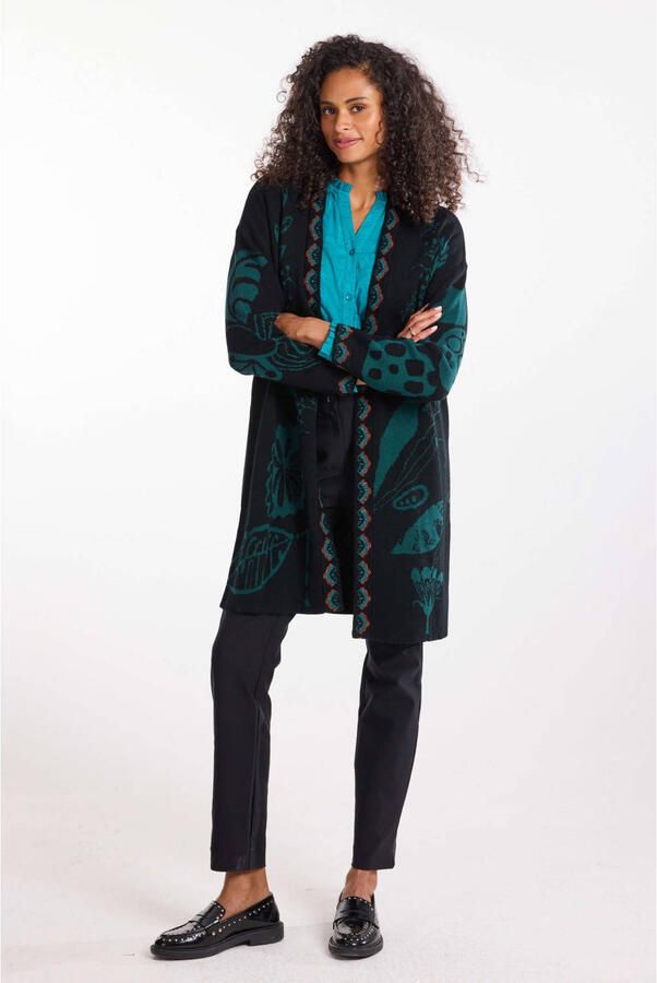 Didi jacquard gebreid vest met print zwart donkergroen - Foto 2