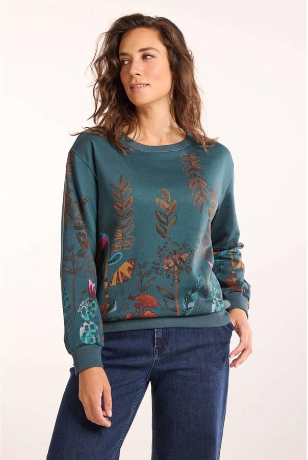 Didi katoenen gebloemde sweater groen