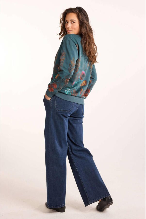 Didi katoenen gebloemde sweater groen - Foto 2