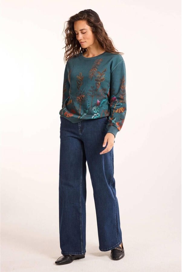 Didi katoenen gebloemde sweater groen - Foto 3