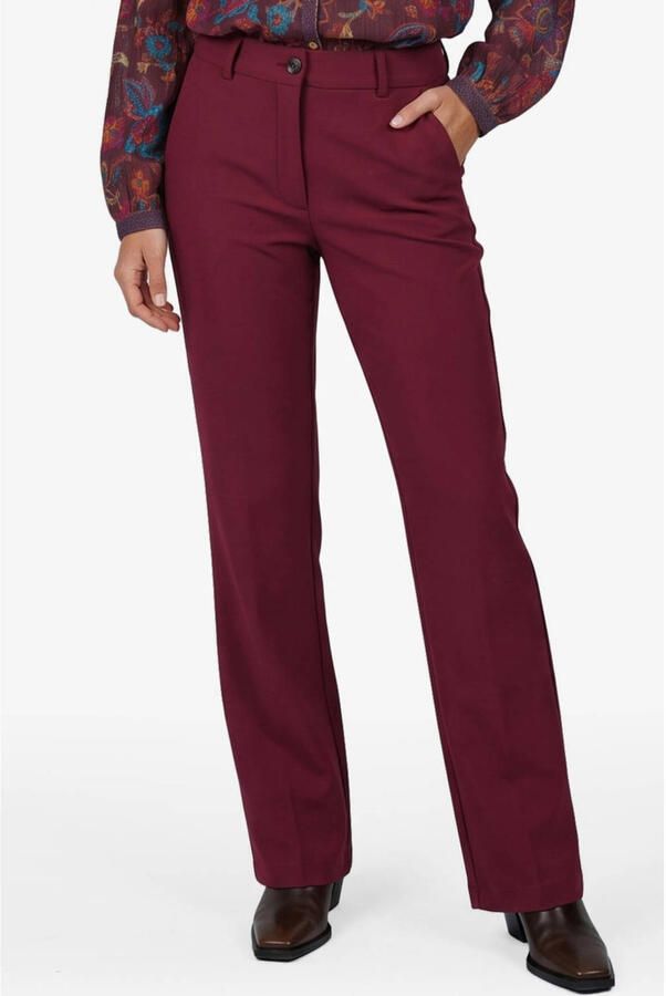 Didi regular fit travelstof broek donkerrood
