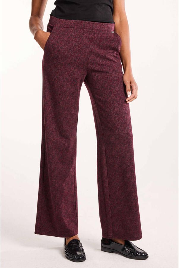 Didi wide leg broek met print donkerrood