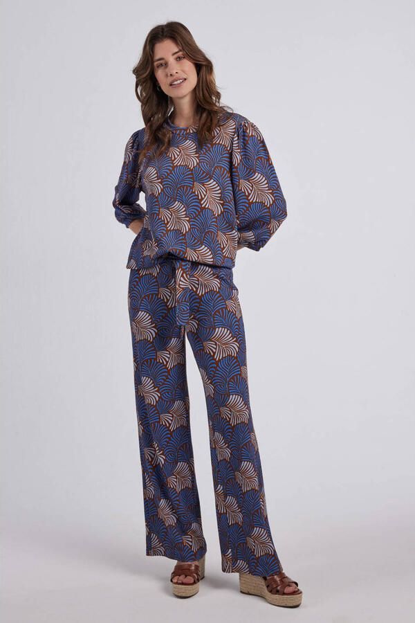 Didi wide leg high waist casual broek bruin
