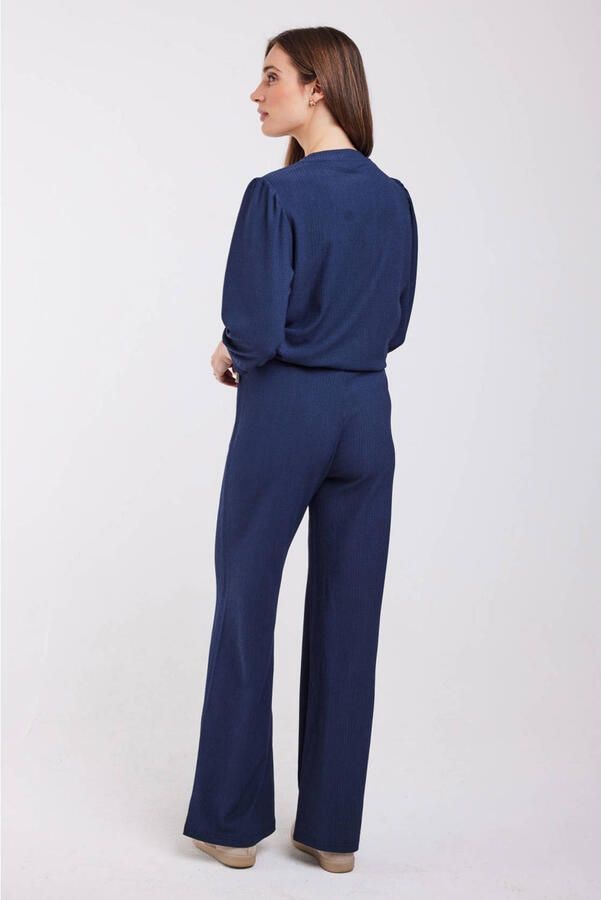 Didi wide leg high waist casual broek donkerblauw - Foto 3