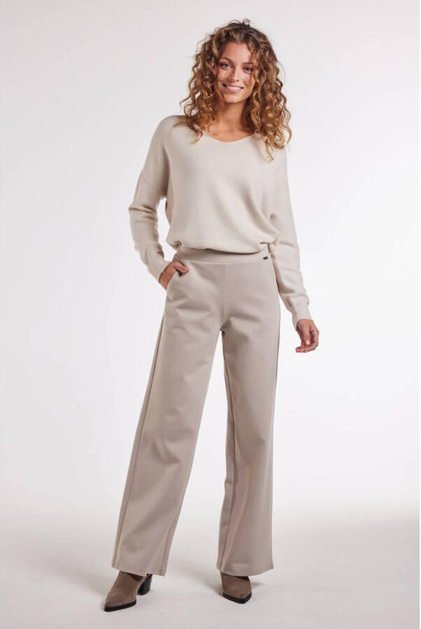 Didi wide leg regular waist broek beige - Foto 3