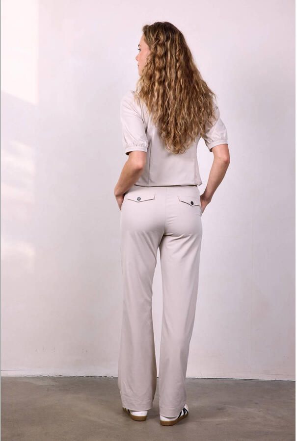 Didi wide leg regular waist broek ecru - Foto 2