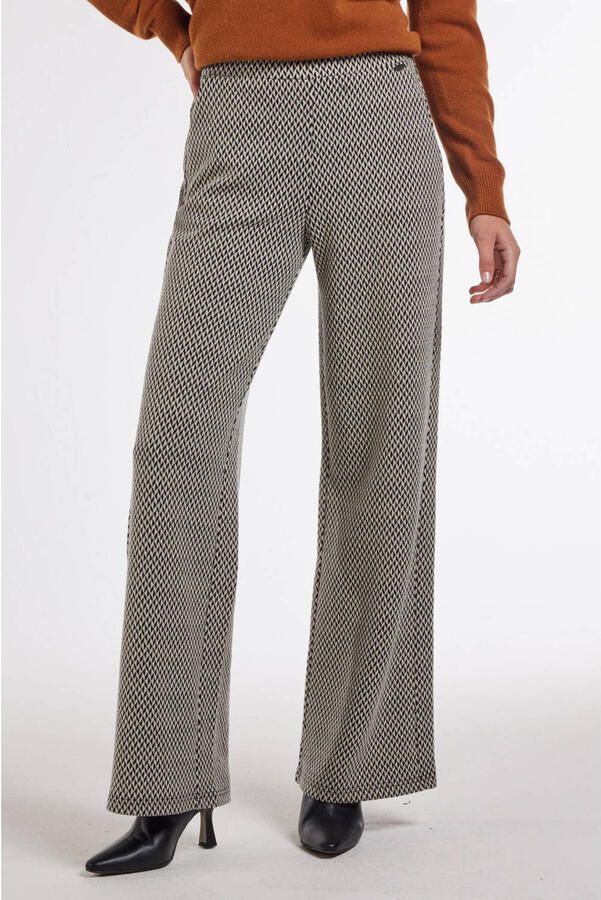 Didi wide leg regular waist broek zwart