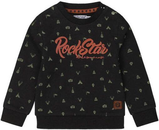 Dirkje sweater met all over print grijs Jongens Stretchkatoen Ronde hals 104