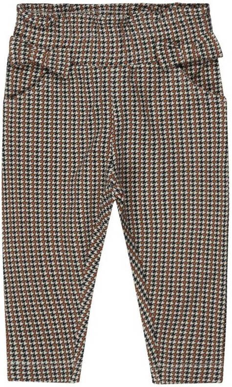 Dirkje straight fit broek met pied-de-poule bruin zwart wit Meisjes Stretchkatoen 104