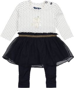 Dirkje baby jurk + legging met biologisch katoen donkerblauw wit