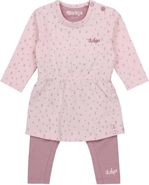 Dirkje baby jurk + legging met biologisch katoen roze lichtroze Meisjes Katoen (biologisch) Ronde hals 44