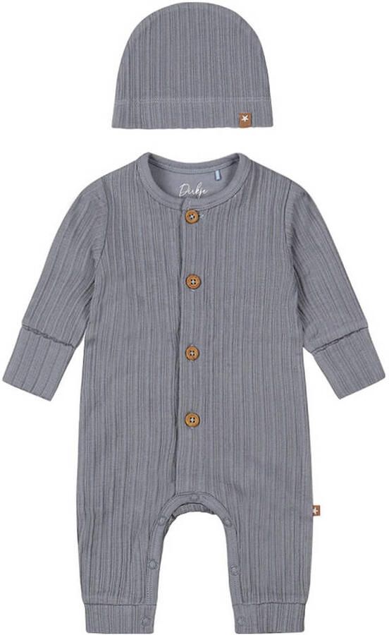 Dirkje baby boxpak blauw Jongens Stretchkatoen Ronde hals Effen 56