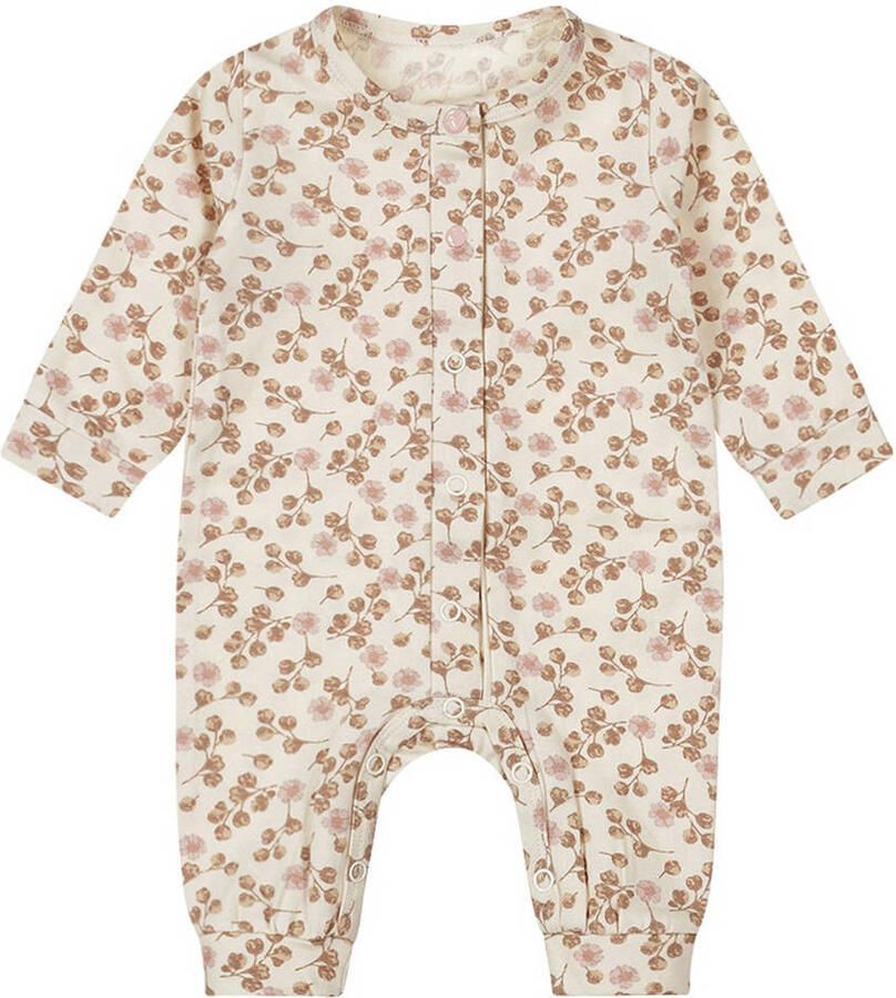 Dirkje baby boxpak met all over print lichtbruin roze ecru Meisjes Stretchkatoen Ronde hals 62