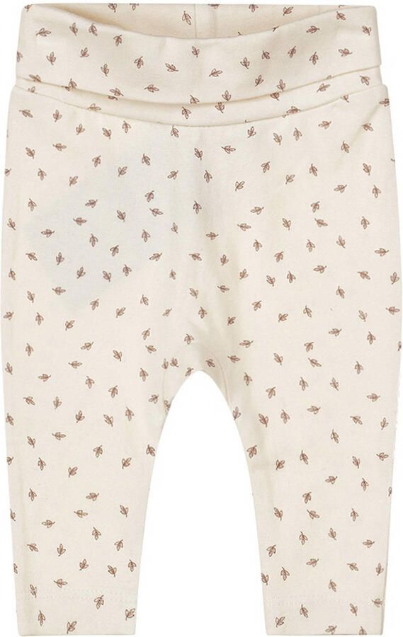 Dirkje baby broek met all over print offwhite bruin Ecru Stretchkatoen 68