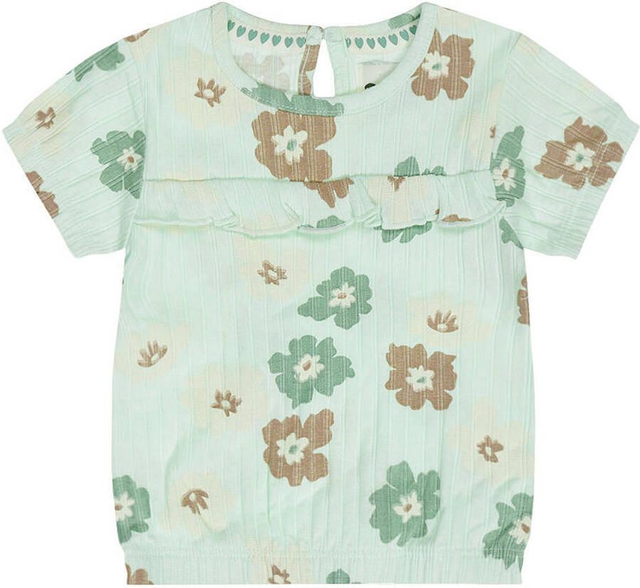 Dirkje gebloemde T-shirt lichtgroen