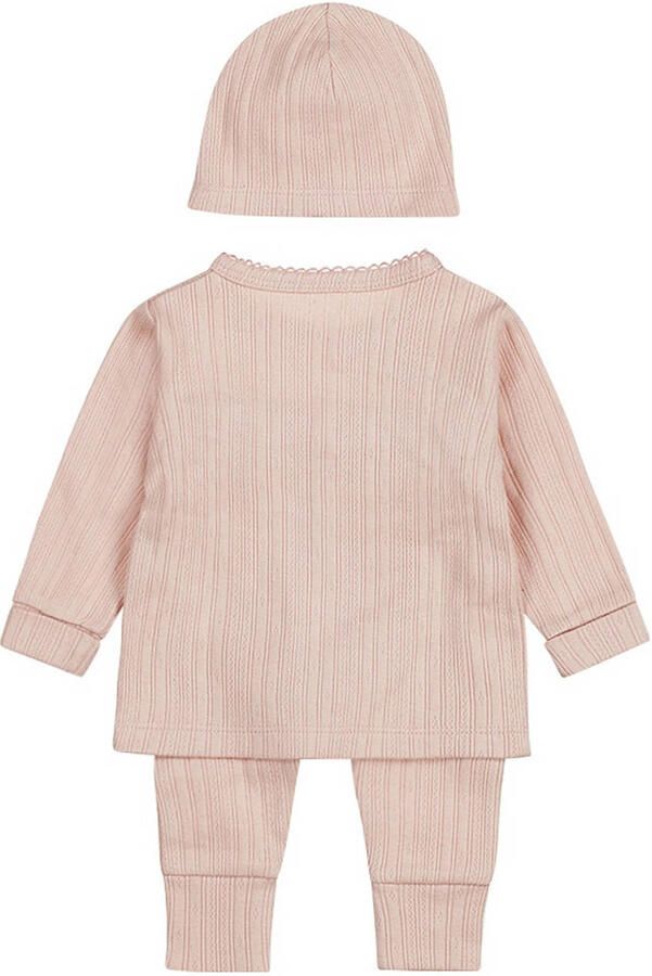 Dirkje overslagshirt + broek + muts roze Romper Meisjes Katoen Ronde hals 74