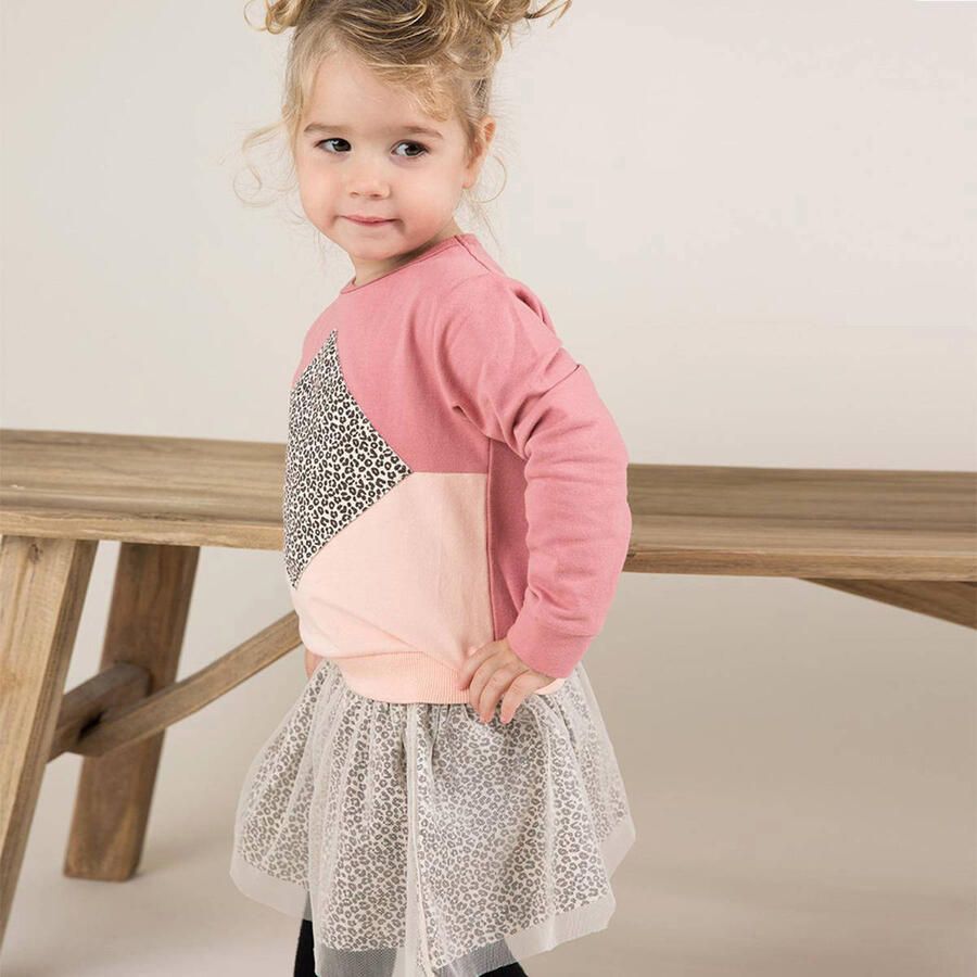 Dirkje rok met panterprint geel wit zwart Meisjes Polyester Panterprint 92