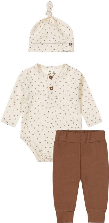 Dirkje romper + broek + muts bruin offwhite Shirt + broek Meisjes Stretchkatoen Ronde hals 50