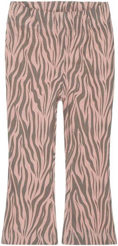 Dirkje flared broek met zebraprint roze