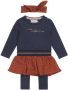 Dirkje newborn baby jurk + legging + hoofdband donkerblauw bruin - Thumbnail 1