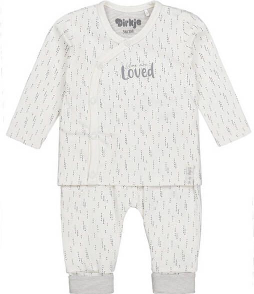 Dirkje newborn baby shirt + broek van biologisch katoen wit grijs Katoen (biologisch) Overslagkraag 56