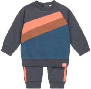 Dirkje newborn baby sweater + broek donkerblauw bruin oudroze
